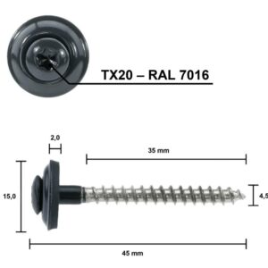 Spenglerschroef-antraciet-4,5x45mm