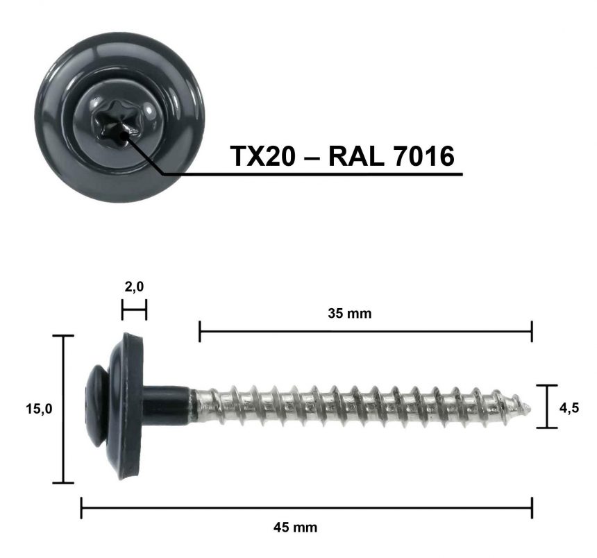 Spenglerschroef-antraciet-4,5x45mm